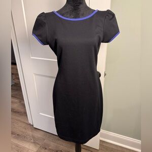 Juicy couture black fitted dress blue piping full low back zipper